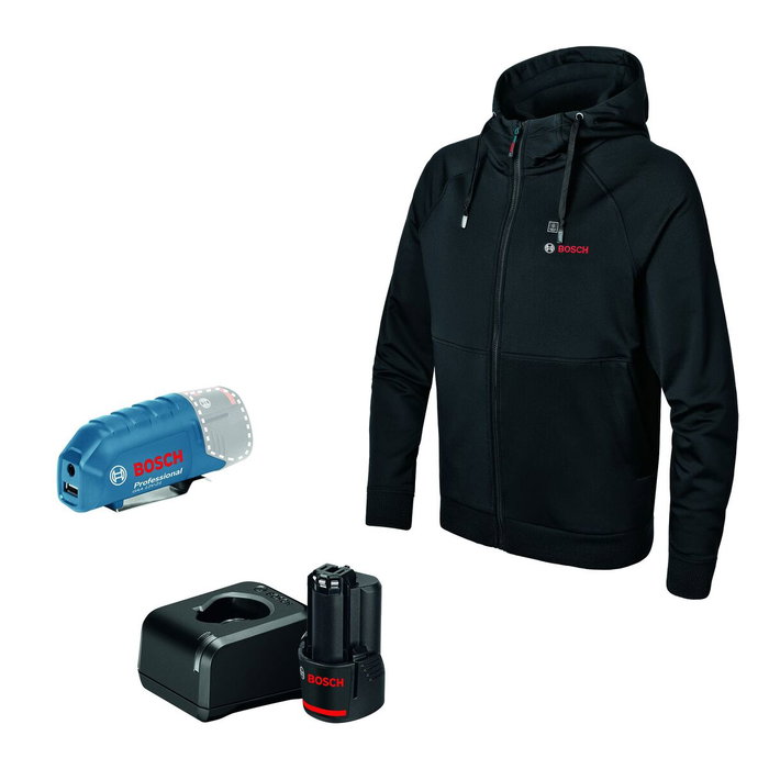Bosch Professional Veste chauffante GHH 12+18V XA avec batterie 12V 2,0Ah et chargeur, XL