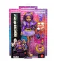 Monster High JHK30 - Poupée Clawdeen avec 7 Accessoires - Jupe Acrylique, Blouson Violet et Chaussures Dorées