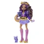 Monster High JHK30 - Poupée Clawdeen avec 7 Accessoires - Jupe Acrylique, Blouson Violet et Chaussures Dorées