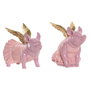 Home ESPRIT Figurine Décorative Rose Cochon (2 Unités) 19 x 11 x 17 cm