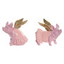 Home ESPRIT Figurine Décorative Rose Cochon (2 Unités) 19 x 11 x 17 cm