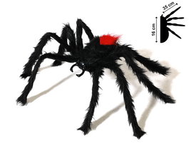 Décoration Araignée Halloween 35 cm Noir avec Détails Rouges pour Décor Effrayante