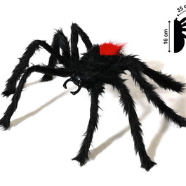 Décoration Araignée Halloween 35 cm Noir avec Détails Rouges pour Décor Effrayante