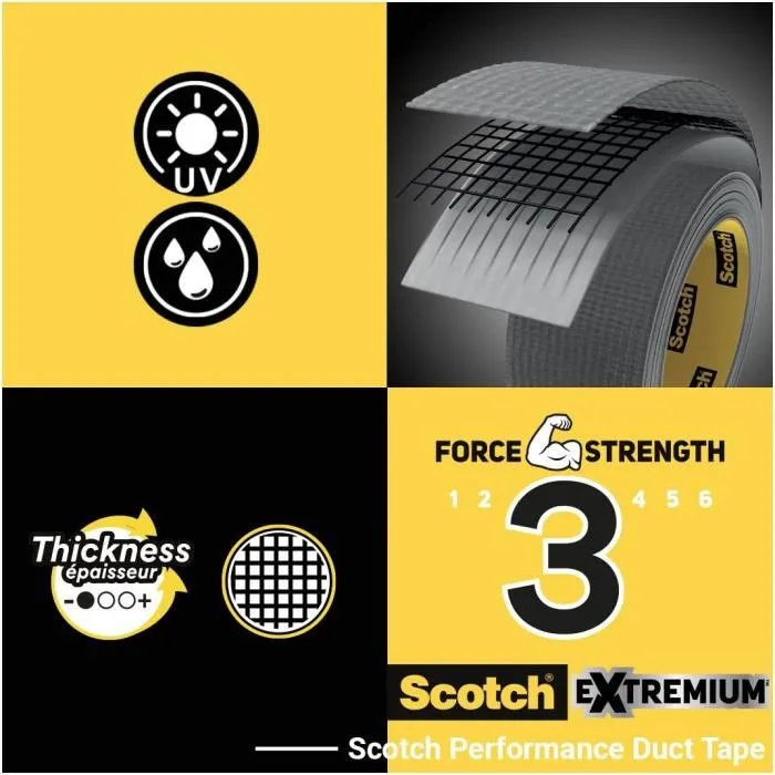 Scotch Ruban Adhésif Universel Renforcé Gris Argenté 48 mm x 25 m