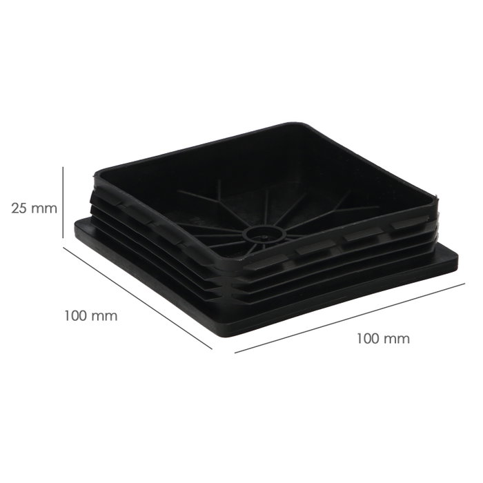 WOLFPACK LINEA PROFESIONAL Embout de protection plastique carré noir 100x100 mm, 25 unités