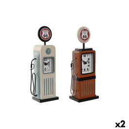 Horloge de table Home ESPRIT Bleu Orange Vintage gasolinera (2 Unités)