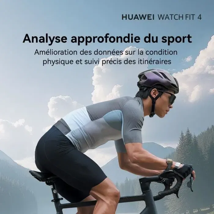 Huawei Watch FIT 4 - Montre connectée sport et bien-être, écran AMOLED, suivi santé, étanche, bracelet noir - Version FR
