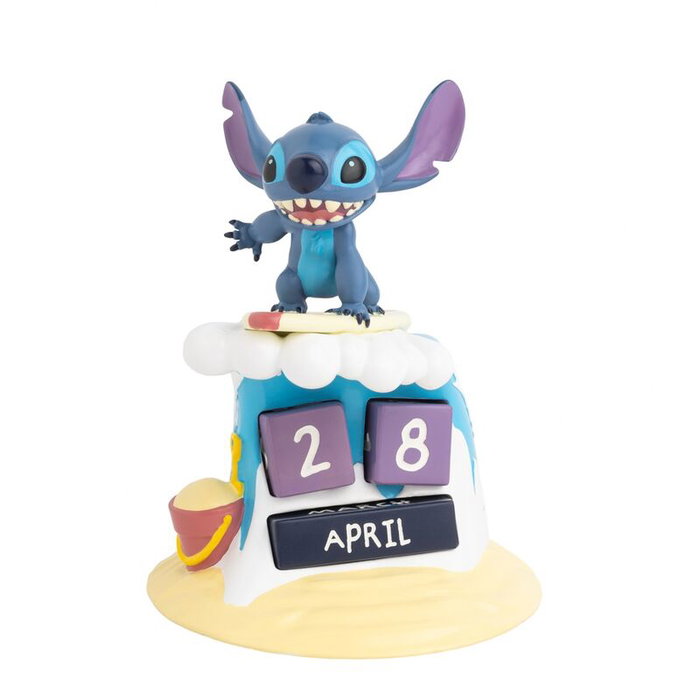 ERIK Calendrier perpétuel 3D 'Surfer Stitch Disney' en résine peint main - Modèle décoratif de 12 x 15 x 12 cm ERIK Calendrier perpétuel 3D 'Surfer Stitch Disney' en résine peint main - Modèle décoratif de 12 x 15 x 12 cm