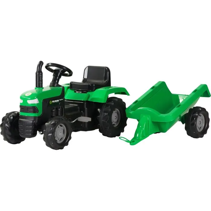 Buddy Toys BPT 1013 - Tracteur à pédales avec remorque amovible pour enfant - Siège réglable, capacité 35 kg - Plastique robuste - Jouet pour enfants dès 3 ans
