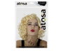 Peluca rubia bouclée courte pour déguisement rétro ou d'époque - 130 gr - Perruque bouclée blonde pour carnaval, théâtre ou fête costumée