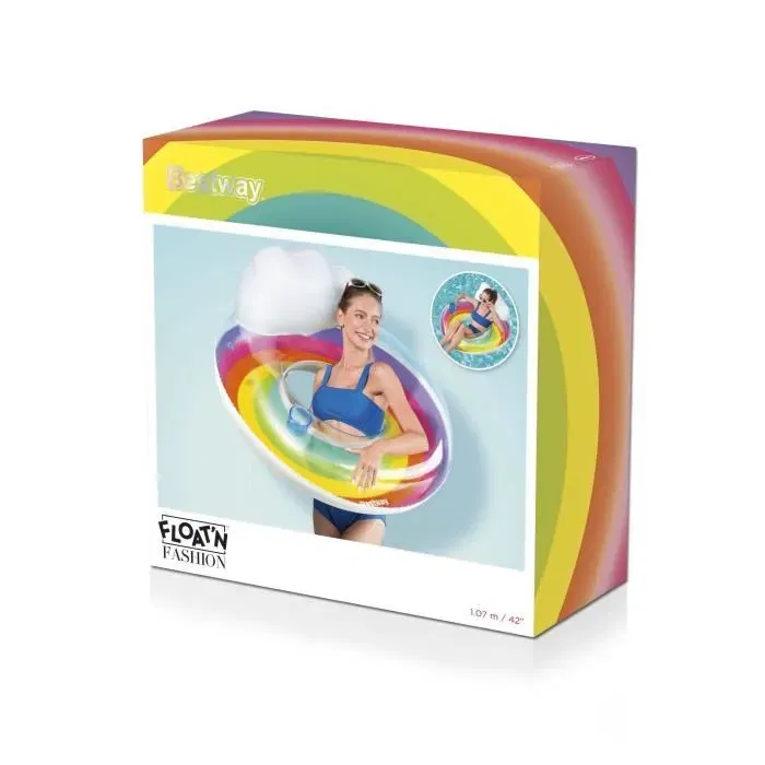 Bestway - Bouée de natation arc-en-ciel pour adultes - Dimensions 1,07 m - Confortable, colorée, résistante et durable