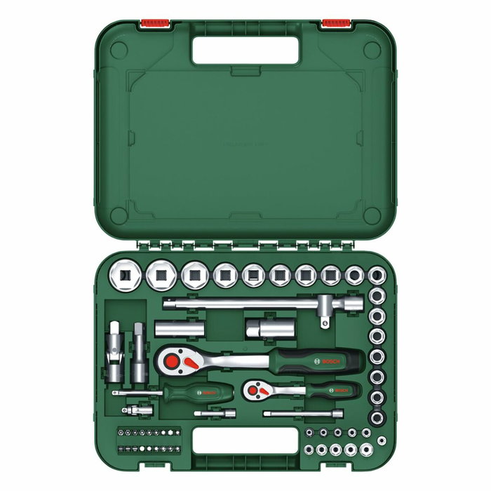 Bosch Set de 57 cliquets 1/4 + 1/2 avec 55 accessoires