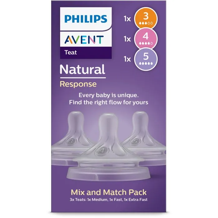 Philips Avent Lot de tétines SCY960/03 - Débits 3, 4 et 5 - Silicone Philips Avent Lot de tétines SCY960/03 - Débits 3, 4 et 5 - Silicone