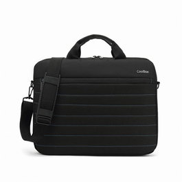 Coolbox Malette pour Ordinateur Portable 15.6" - Sac de Transport Noir avec Détails Bleus - Sacoche pour Netbook avec Compartiments