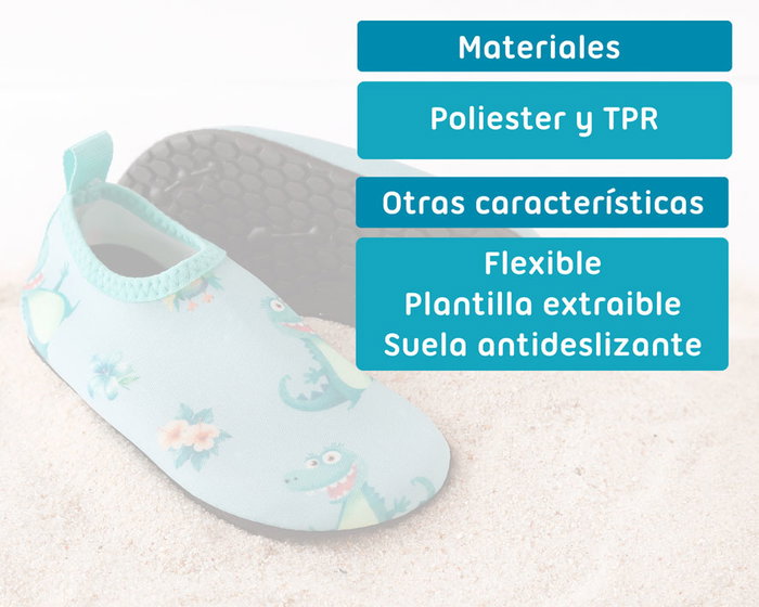 KioKids Chaussons aquatiques enfants avec motif crocodiles, vert, taille Eur 24, Happy Summer, suelle antidérapante et plantille amovible