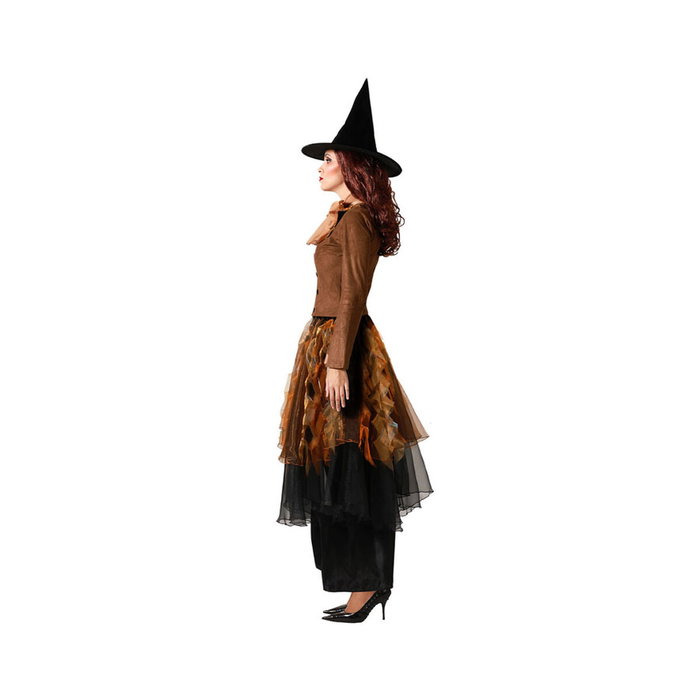 BigBuy Carnival Déguisement Sorcière Marron avec Jupe en Tulle et Chapeau XS/S