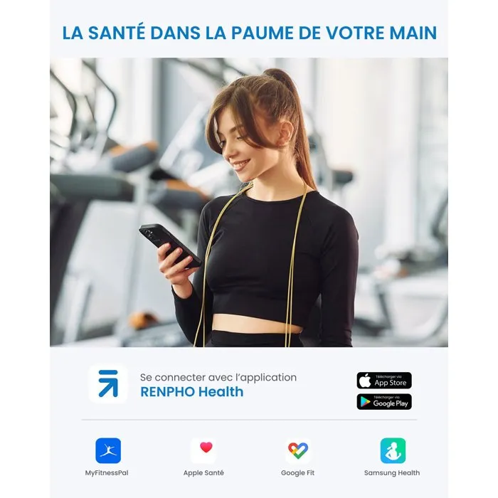 Renpho Elis Solar 2 A020 Pèse-personne connecté Bluetooth Recharge solaire Noir