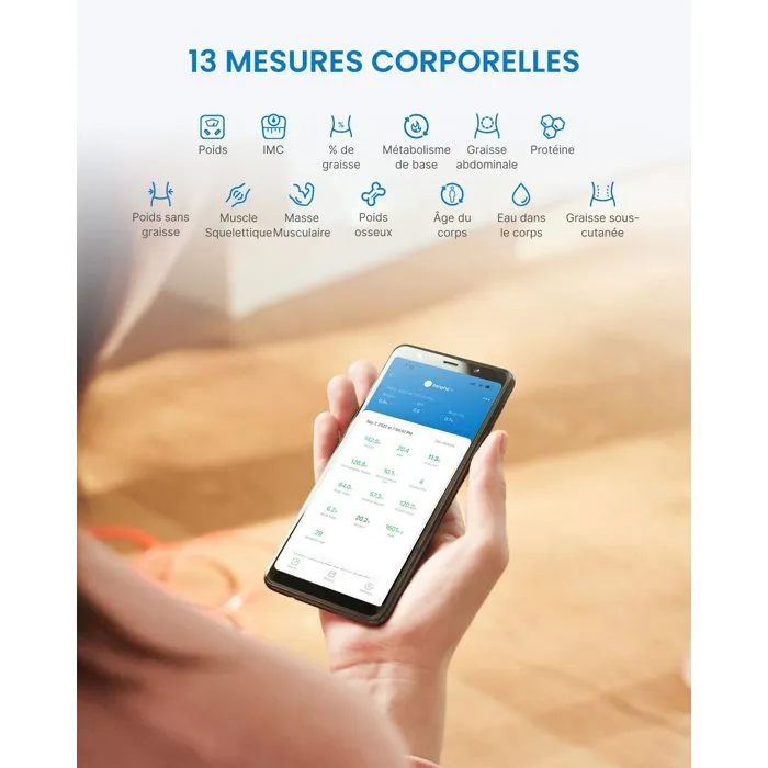 Renpho Elis Solar 2 A020 Pèse-personne connecté Bluetooth Recharge solaire Noir