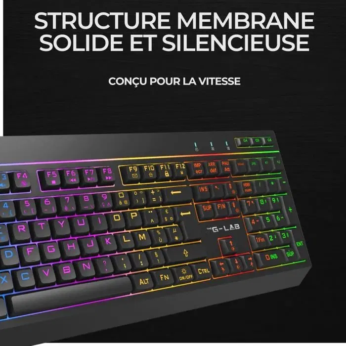 The G-Lab KEYZ TUNGSTEN EX - Clavier gamer sans fil 2.4 GHz compact avec rétroéclairage RGB, 32 macros et touches anti-ghosting pour PC gaming
