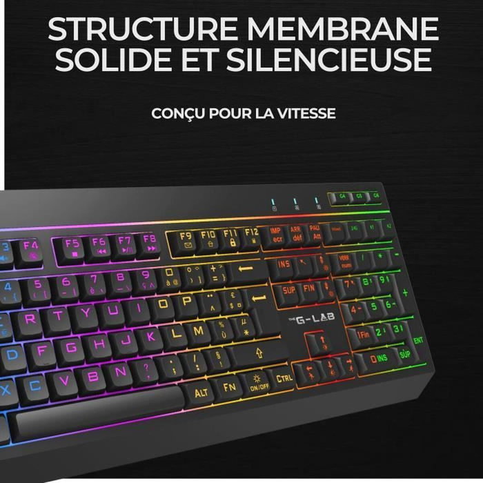 The G-Lab KEYZ TUNGSTEN EX Clavier Gamer Sans Fil RGB Noir