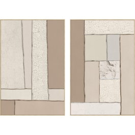 Toile Home ESPRIT Marron Beige Moderne Scandinave (2 Unités)