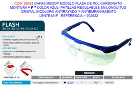 MEDOP Gafas Flash Policarbonato Incoloro Azul Antiempañamiento