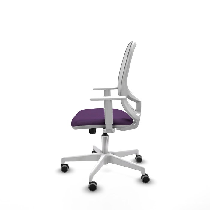 Chaise Cilanco Synchro 3 positions Maille/tissu Pourpre Maille Blanc Structure polyamide blanc Accoudoirs blancs Sans appui-tête Roulettes 65mm pour moquette