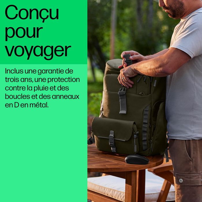 HP Sac à dos modulaire 3-en-1 pour PC portable 15,6 pouces - 27 L - Conçu avec plastique recyclé - Housse détachable
