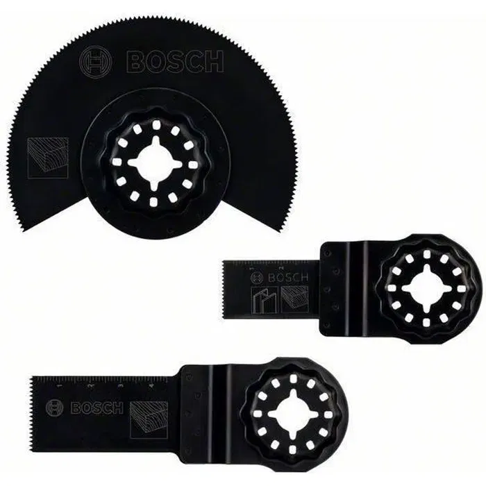 Bosch Set de 3 Lames pour Outil Multifonction Starlock, pour Bois et Métal, Lames Plongeantes AIZ 24 EC, AIZ 20 AB et Segmentée ACZ 85 EC Bosch Set de 3 Lames pour Outil Multifonction Starlock, pour Bois et Métal, Lames Plongeantes AIZ 24 EC, AIZ 20 AB et Segmentée ACZ 85 EC