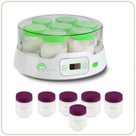 Little Balance Yaourtière - 13 pots en verre de 190 ml, capacité 7 pots, programmable jusqu'à 14h avec minuteur - 20W - Idéale pour yaourts et desserts maison