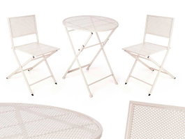 Ibergarden Set Table et 2 Chaises Blanc Cassé 96x60x22 cm Métal