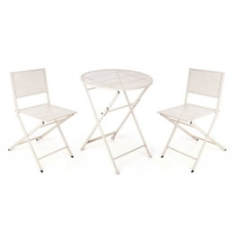 IBERGARDEN Set de table et 2 chaises Blanc cassé