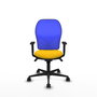 Chaise Jorquera Synchro 5 positions tissu Jaune Maille Bleu Base en nylon noir Accoudoir 1D Sans appui-tête Roulettes 65mm nylon