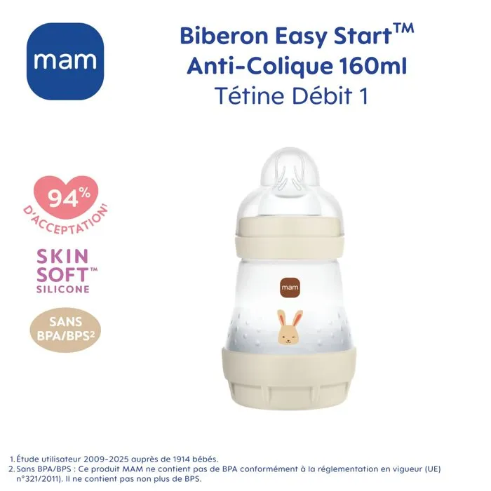MAM Biberon Easy Start Anti-Colique 160 ml - Sable MAM Biberon Easy Start Anti-Colique 160 ml - Sable