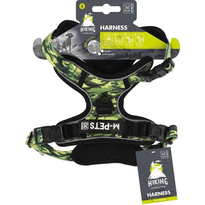 M PETS HIKING - Harnais pour chien en tissu rembourré camouflage, taille S, avec poignée et attache laisse sur le dos ou l'avant