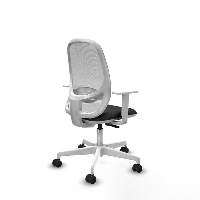 Chaise Cilanco Synchro 3 positions tissu Noir Maille Blanc Structure polyamide blanc Accoudoirs blancs Sans appui-tête Roulettes 65mm nylon Chaise Cilanco Synchro 3 positions tissu Noir Maille Blanc Structure polyamide blanc Accoudoirs blancs Sans appui-tête Roulettes 65mm nylon