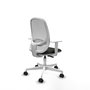 Chaise Cilanco Synchro 3 positions tissu Noir Maille Blanc Structure polyamide blanc Accoudoirs blancs Sans appui-tête Roulettes 65mm nylon