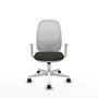 Chaise Cilanco Synchro 3 positions tissu Noir Maille Blanc Structure polyamide blanc Accoudoirs blancs Sans appui-tête Roulettes 65mm nylon