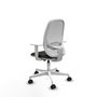 Chaise Cilanco Synchro 3 positions tissu Noir Maille Blanc Structure polyamide blanc Accoudoirs blancs Sans appui-tête Roulettes 65mm nylon