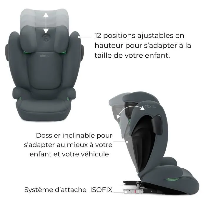 Cybex Siège auto Solution B3 i-Fix Groupe 2/3 (3-12 ans, 15-50 kg, 100-150 cm) inclinable avec système ISOFIX - Gris acier Cybex Siège auto Solution B3 i-Fix Groupe 2/3 (3-12 ans, 15-50 kg, 100-150 cm) inclinable avec système ISOFIX - Gris acier