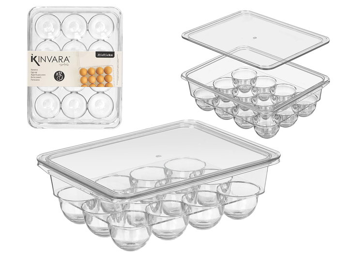 Kinvara Boîte à œufs 12 Cavités avec Couvercle Transparent 22.5x7.8x17.5 cm Plastique (Set de 12) Kinvara Boîte à œufs 12 Cavités avec Couvercle Transparent 22.5x7.8x17.5 cm Plastique (Set de 12)