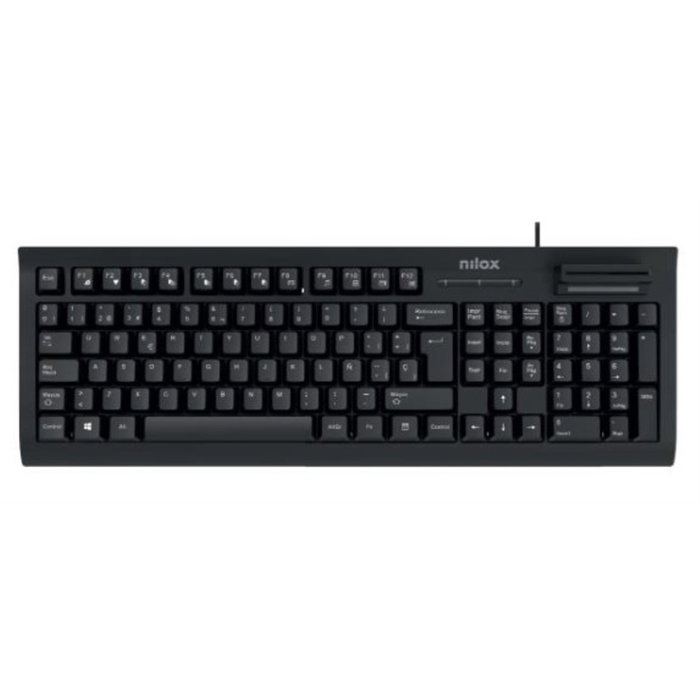 Nilox NXKIRE0001 Clavier avec Lecteur de Carte à Puce USB AZERTY Espagnol Noir Nilox NXKIRE0001 Clavier avec Lecteur de Carte à Puce USB AZERTY Espagnol Noir
