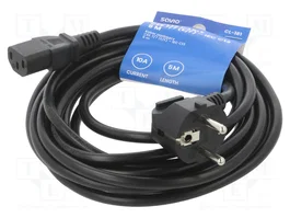 SAVIO Câble d'alimentation H03VV-F 3x1mm2 5m Noir