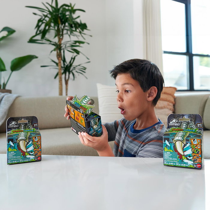 Mattel - Jurassic World - Crushivores - Kit de fouille de dinosaure avec dinosaure caché, gel et sable, jouet pour enfants dès 4 ans