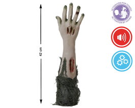 Main de Zombie Ensanglantée 42 cm avec Détection de Son et de Mouvement - Décoration Halloween