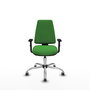 Chaise Elche Asynchrone Tissu Vert Structure chromée Accoudoir 1D Sans appui-tête Roulettes 65mm pour moquette