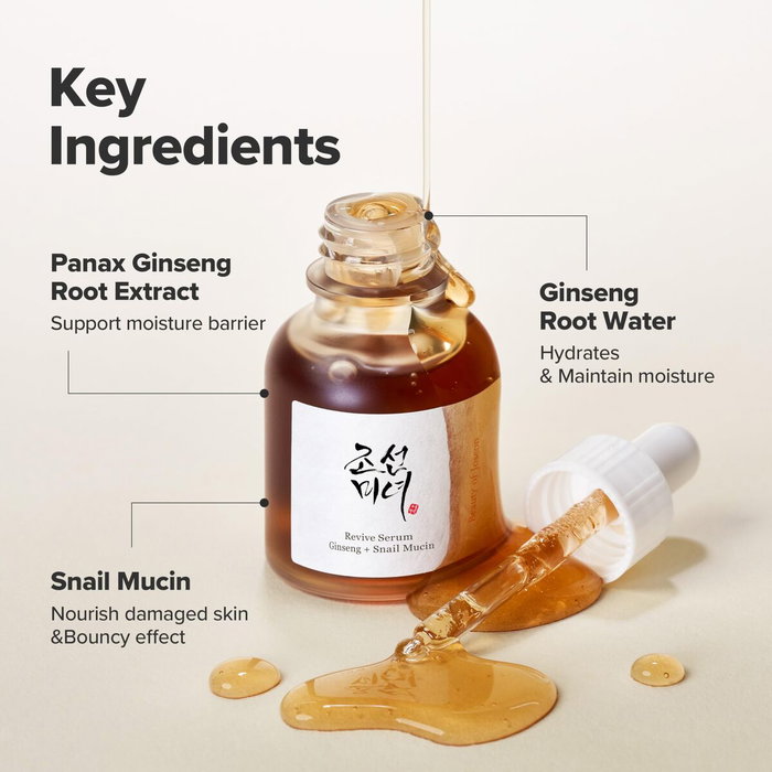 Beauty Of Joseon Sérum Réparateur REVIVE Ginseng & Mucine d'Escargot 30 ml Beauty Of Joseon Sérum Réparateur REVIVE Ginseng & Mucine d'Escargot 30 ml