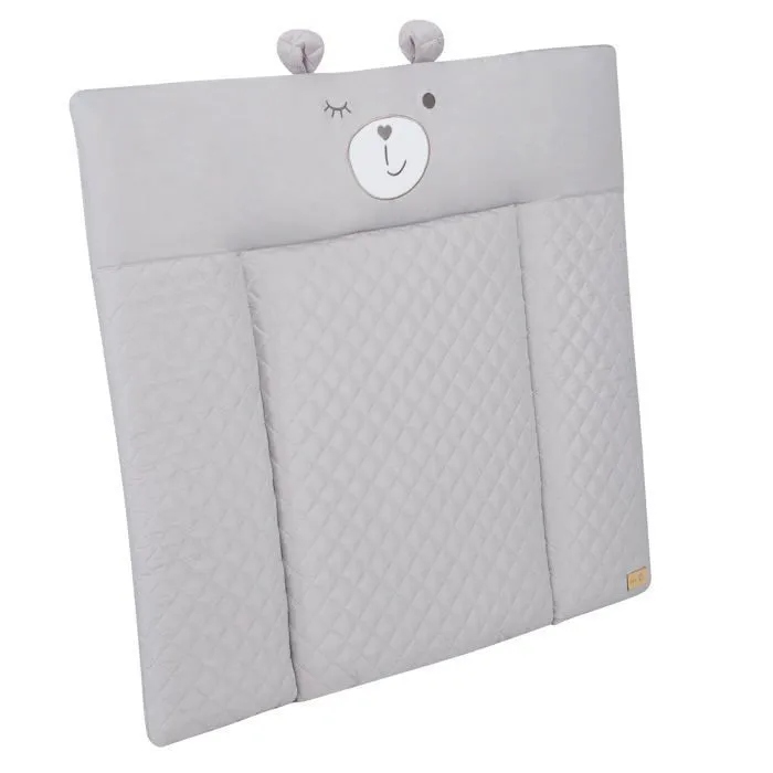 Roba Matelas à langer Style, visage d'ours Sammy 85 x 75 cm, gris argenté, doux et imperméable avec bords surélevés