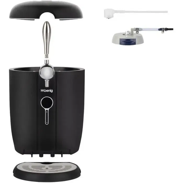 Hkoenig BW1688 Tireuse à bière réfrigérée - Compatible fûts 5L et 6L universels et non pressurisés - Température réglable de 3°C à 12°C - Capacité 6L - Noir