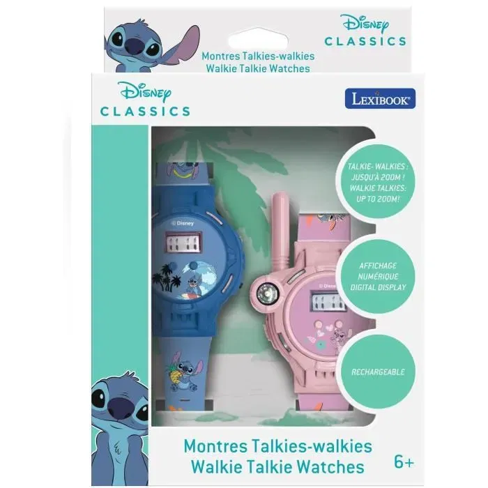 Lexibook Montre digitale talkie-walkie Stitch pour enfants avec boussole, lampe de poche, portée 200 mètres